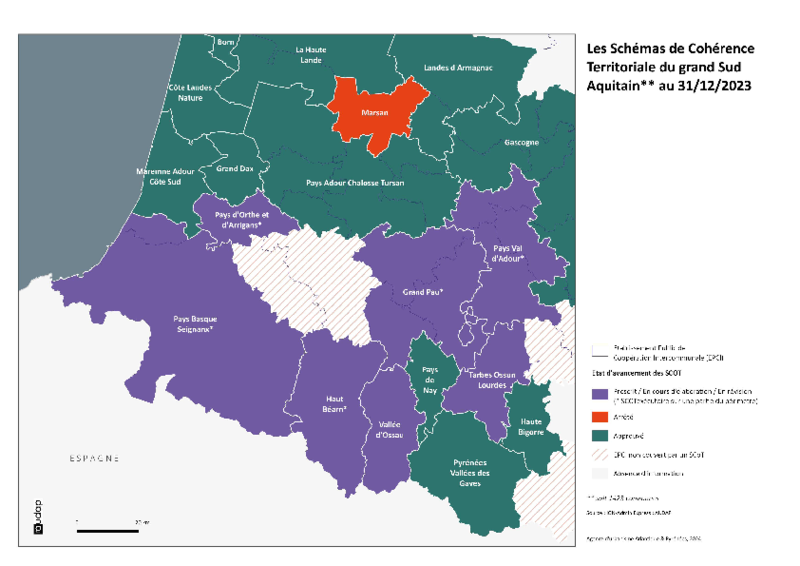 Les Schémas de Cohérence Territoriale du grand Sud-Aquitain au 31/12/2023 
