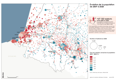 Evolution annuelle de la population de 2009 à 2020 