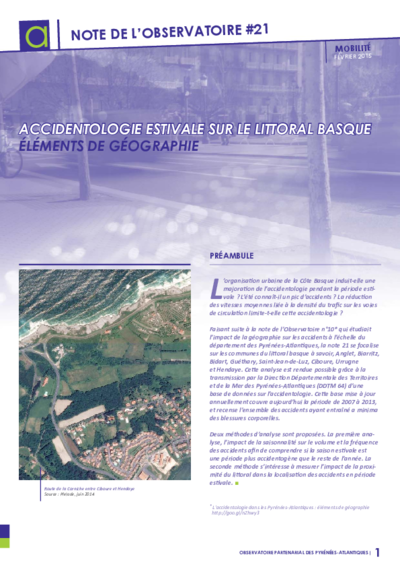 Note n°21 | Accidentologie estivale sur le littoral basque : éléments de géographie 