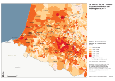 Revenu disponible médian des ménages en 2019 