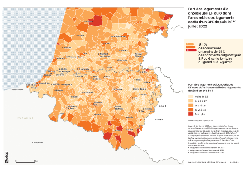 Part des logements diagnostiqués E,F ou G dans l’ensemble des logements dotés d’un DPE depuis le 1er juillet 2022 