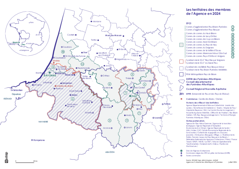 Le territoire des membres de l'audap en 2024 