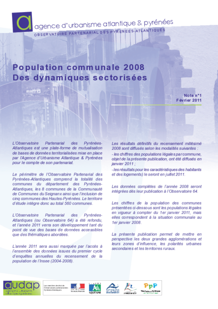 Population communale 2008
Des dynamiques sectorisées
