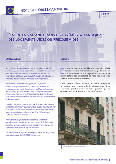 Etat de la vacance dans les Pyrénées-Atlantiques :
Des logements vides ou presque vides 