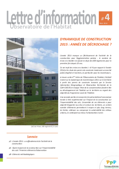 Observatoire de l'Habitat | Lettre d'information #4 | Communauté d'Agglomération Pau-Pyrénées : 2015 : dynamique de construction 2015, année de décrochage ? 