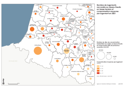 Nombre de logements raccordés au réseau Enedis en basse tension en 2021 